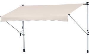 Outsunny Tenda avvolgibile da Sole a Bracci con Manovella, Struttura Telescopica in Metallo e Parasole in Poliestere, 400x120cm, Cachi | Aosom Italy