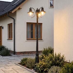 Lampada da esterno Lindby Eddie, 198 cm, ruggine, metallo, IP44, E27 EDDIE Lindby, dimmerabile, Marrone / Ruggine, Campagna / Rustiche