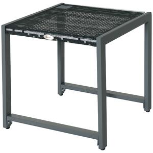 Outsunny Tavolino da Esterno con Struttura in Alluminio e PE Rattan e Piano in Vetro Grigio 50x50x50cm|Aosom