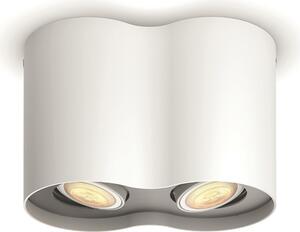 Philips Hue White ambiance, lampada a soffitto a due faretti Pillar, illuminazione intelligente, Bluetooth/Zigbee, bianco, LED, metallo, attacco GU10