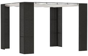 Outsunny Gazebo Pergola da Giardino 2.98x2.98m con Tenda Retrattile, Struttura in Metallo e Colonne in Rattan PE, Nero e Bianco|Aosom