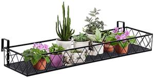 Outsunny Fioriera da Esterno con Ganci per Ringhiera, Portavasi per Balcone e Terrazzo in Metallo, 100x31x12cm, Nero|Aosom