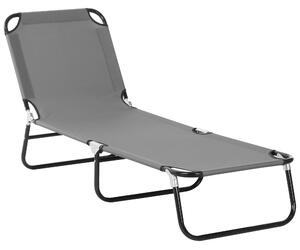 Outsunny Sdraio da Giardino Pieghevole con Schienale Regolabile, Acciaio e Tessuto Oxford, 188x56x28cm, Grigio | Aosom Italy