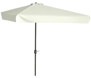 Outsunny Ombrellone Rettangolare da Terrazza e Giardino, Ombrellone a Mezzaluna per Parete con Manovella, 230x130x249cm, Crema|Aosom