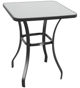 Outsunny Tavolino da Giardino in Metallo Nero, Piano in Vetro Temperato, Design Elegante, 68.5x68.5x84cm - Perfetto per Esterni|Aosom