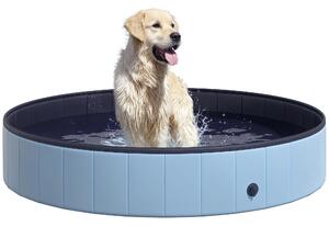 PawHut Piscina Vasca da Bagno Portatile Pieghevole per Cani Animali Domestici in PVC Azzurro Φ160 x 30cm|Aosom