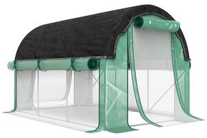 Outsunny Serra a Tunnel 3x2 m con Rete Ombreggiante Extra, Finestre e Ingresso a Zip, in PE e Acciaio, Verde | Aosom Italy