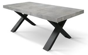 Tavolo moderno allungabile grigio cemento gambe nere 160x90x76 180x90x76