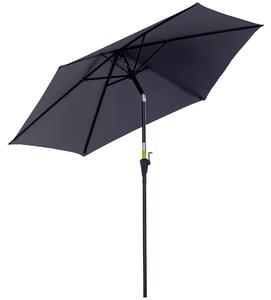 Outsunny Ombrellone da Giardino Inclinabile, Apertura a Manovella, Φ2.7x2.35m Grigio|Aosom
