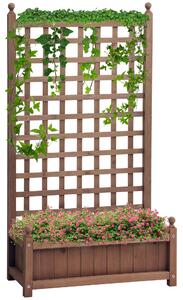 Outsunny Fioriera da Esterno in Legno con Grigliato per Piante Rampicanti, 64x28x120cm, Marrone