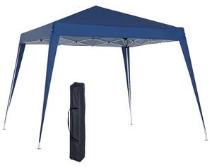 Outsunny Gazebo Pieghevole da Giardino 2.4x2.4m con Struttura in Acciaio e Corde Antivento, Blu