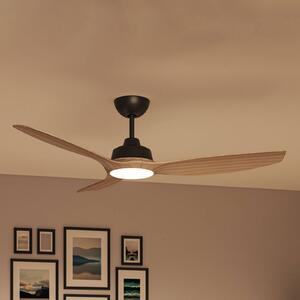 Philips Ventilatore LED Olas, Ø 132 cm, marrone/nero, silenzioso dimmerabile, Legno chiaro, Soggiorno / Sala da pranzo, Plastica, Moderno