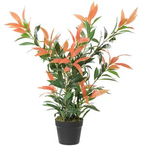 HOMCOM Photinia artificiale con 300 foglie, rami regolabili, 45 x 45 x 90 cm, Rosso e Verde | Aosom Italy