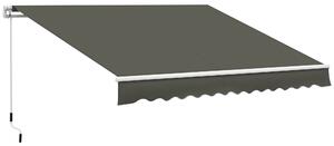 Outsunny Tenda da Sole per Esterno Avvolgibile a Bracci con Apertura a Manovella, 350x250 cm, Grigio | Aosom Italy