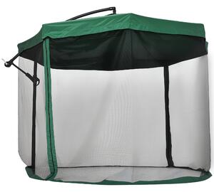 Outsunny Ombrellone da Giardino 3x3 m con Zanzariera, Apertura a Manovella e Base a Croce, Verde|Aosom