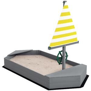 Outsunny Sabbiera Barca per Bambini 3-8 Anni, Gioco Esterno in Legno di Abete e Poliestere, Design Creativo, 190x90x138 cm.|Aosom