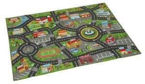 AIYAPLAY Tappeto da gioco per bambini, antiscivolo, motivo strada cittadina, 200 x 150 cm, Multicolore | Aosom Italy