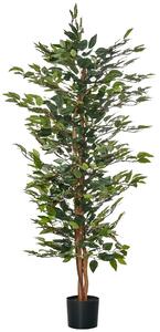 HOMCOM Pianta Finta di Ficus Alta 150cm, Decorazione per Interno ed Esterno con Vaso Incluso|Aosom