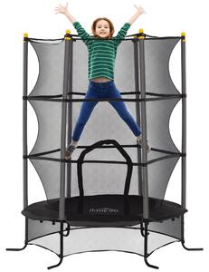 HOMCOM Trampolino Elastico per Bambini Ø1.6x1.9 m con Rete di Sicurezza e Pali Imbottiti, Età 3-10 Anni, Nero