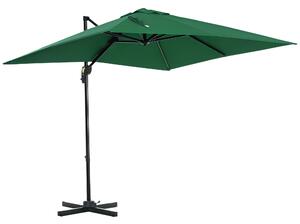 Outsunny Ombrellone da Giardino a Manovella 2.5x2.5 m con Rotazione 360° e Parasole Regolabile, Verde