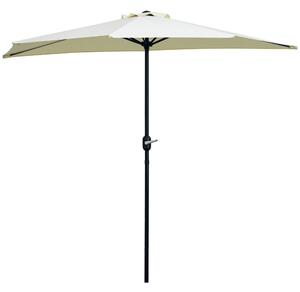 Outsunny Ombrellone da Terrazza a Mezzaluna con Apertura a Manovella e Palo a 2 Sezioni, 2.6x1.35 m, Beige