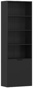 HOMCOM Libreria 6 Ripiani con Ante 4 Ripiani Aperti per Soggiorno Studio 59x29x180 cm Nero | Aosom Italy