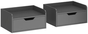 HOMCOM Set di 2 Comodini da Parete Comodini Sospesi con 1 Cassetto per Camera da Letto Camera 40x30x19,5 cm Nero | Aosom Italy