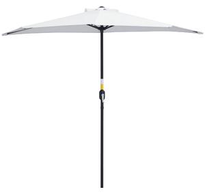 Outsunny Ombrellone da Terrazza a Mezzaluna con Apertura a Manovella e Palo a 2 Sezioni, 2.6x1.35 m, Bianco
