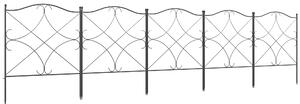 Outsunny Recinzione Esterna a 5 Pannelli in Metallo con Paletti, 305x62 cm, Nera