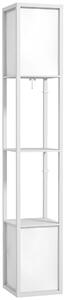 HOMCOM Lampada da Terra Moderna con 2 Paralumi e 2 Ripiani per Lampadine E27 Max. 40W, 26x26x156 cm, Bianco