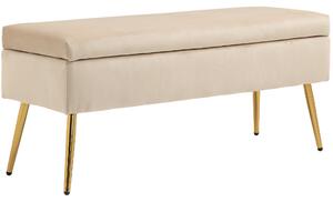 HOMCOM Panca Fondoletto Imbottita da 30.5L con Gambe Affusolate, in Tessuto Effetto Velluto, 102x35x43 cm, Beige