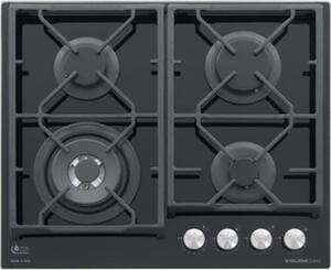 Glem Gas Piano Cottura 4 Fuochi a Gas 60 cm (1 Bruciatore Tripla Corona) colore Nero - GV64TXBK