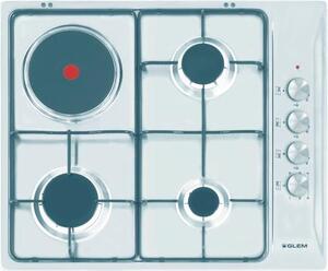 Glem Gas Piano cottura 4 Fuochi a Gas + Elettrico (3+1) da incasso Larghezza 60 cm colore Inox - GTL 647 IX