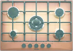 Glem Gas Piano Cottura 5 Fuochi a Gas 70 cm (1 Bruciatore Tripla Corona) Smaltato colore Terra di Francia - GT755TF