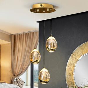 Schuller Valencia Lampada a sospensione in vetro Rocio, Crema / Ambra, Soggiorno / Sala da pranzo, Metallo, Lampada a sospensione