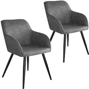 Tectake 404062 2x sedia marilyn tessuto - grigio/nero