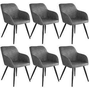 Tectake 404064 6x sedia marilyn tessuto - grigio/nero