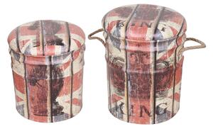 THEODORE - set di 2 pouf contenitore tondo poggiapiedi