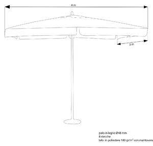 DOMINUS - ombrellone da giardino 3x4 palo centrale in legno