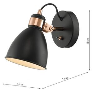 Där Lighting FRE0722 - Faretto da parete FREDERICK 1xE14/40W/230V nero