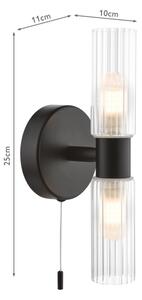 Där Lighting BOL0922 - Applique da bagno BOLTON 2xG9/5W/230V IP44 nera