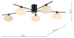 Där Lighting JAS5422 - Lampadario da soffitto a montaggio superficiale JASPER 5xG9/25W/230V nero
