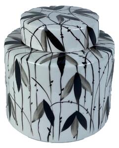 Vaso DKD Home Decor Porcellana Nero Bianco Orientale Foglia della pianta (17 x 17 x 16 cm)