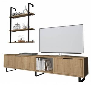 Parete Attrezzata Soggiorno 180 Cm Porta TV E Libreria Rovere Zenon - EFFEZETA