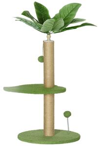 PawHut Albero per Gatti con Palo Tiragraffi, Piattaforme e Palline, in Peluche e Truciolato, Ø40x83 cm, Verde