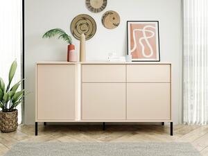 Credenza 3 ante e 2 cassetti con LED Beige - ELYNIA