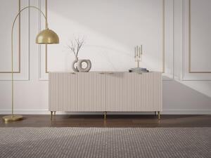 Credenza con 4 ante in MDF e Acciaio Beige e Dorato - YESINIA