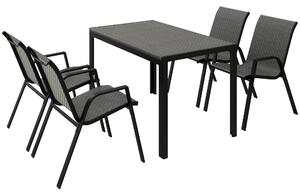 Outsunny Set da Giardino in Rattan PE con Tavolo da Pranzo e 4 Sedie Impilabili, Grigio|Aosom