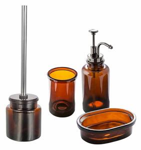 Set accessori 4 pezzi in vetro ambra serie Pharmacy di Cipì Dispenser Bicchiere Porta sapone Scopino