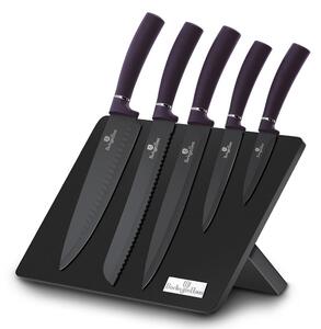 BerlingerHaus - Set coltelli in acciaio inox 6 pezzi viola/nero con supporto magnetico